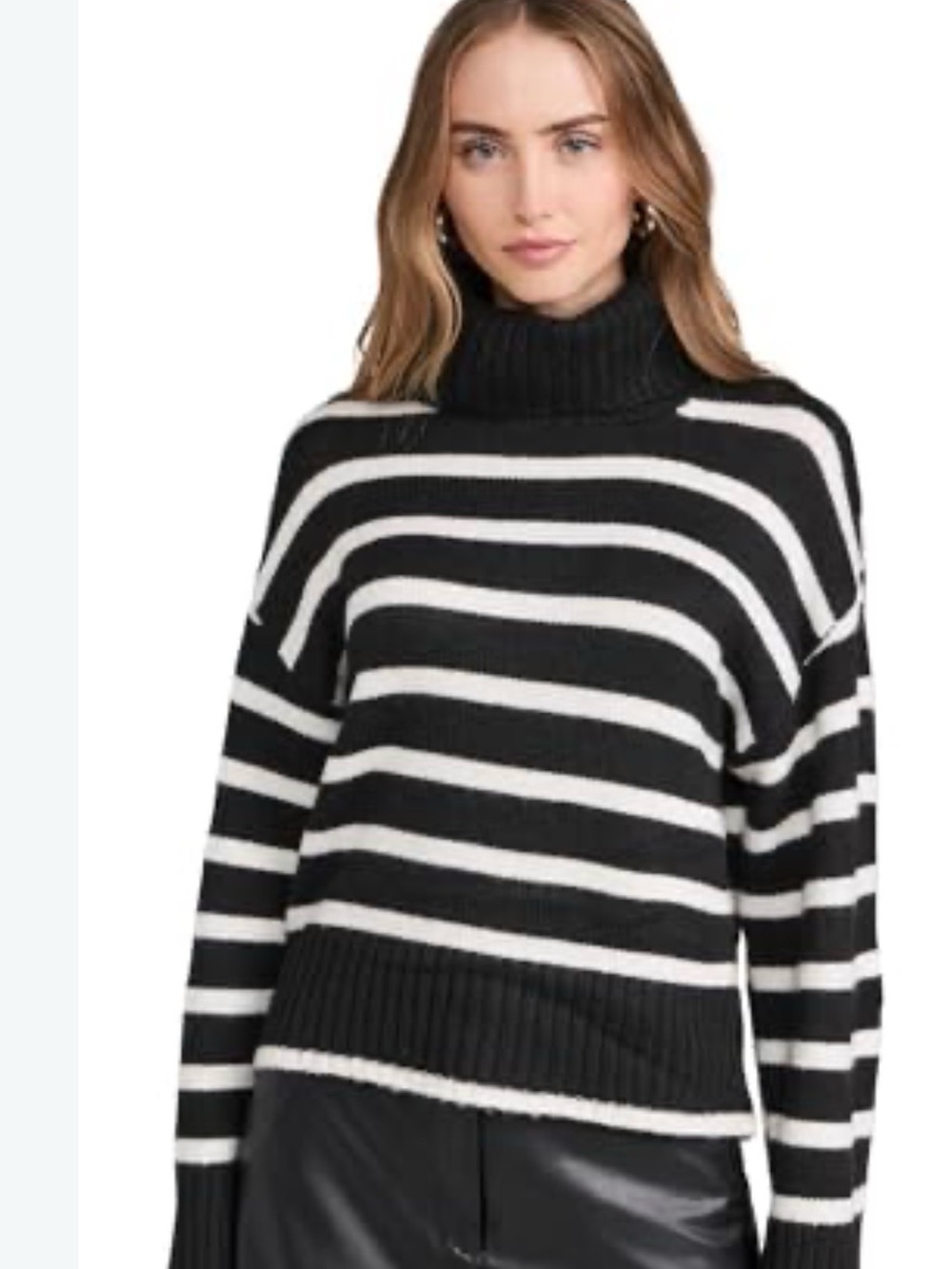 Z Supply Black and White Striped Turtleneck Sweater